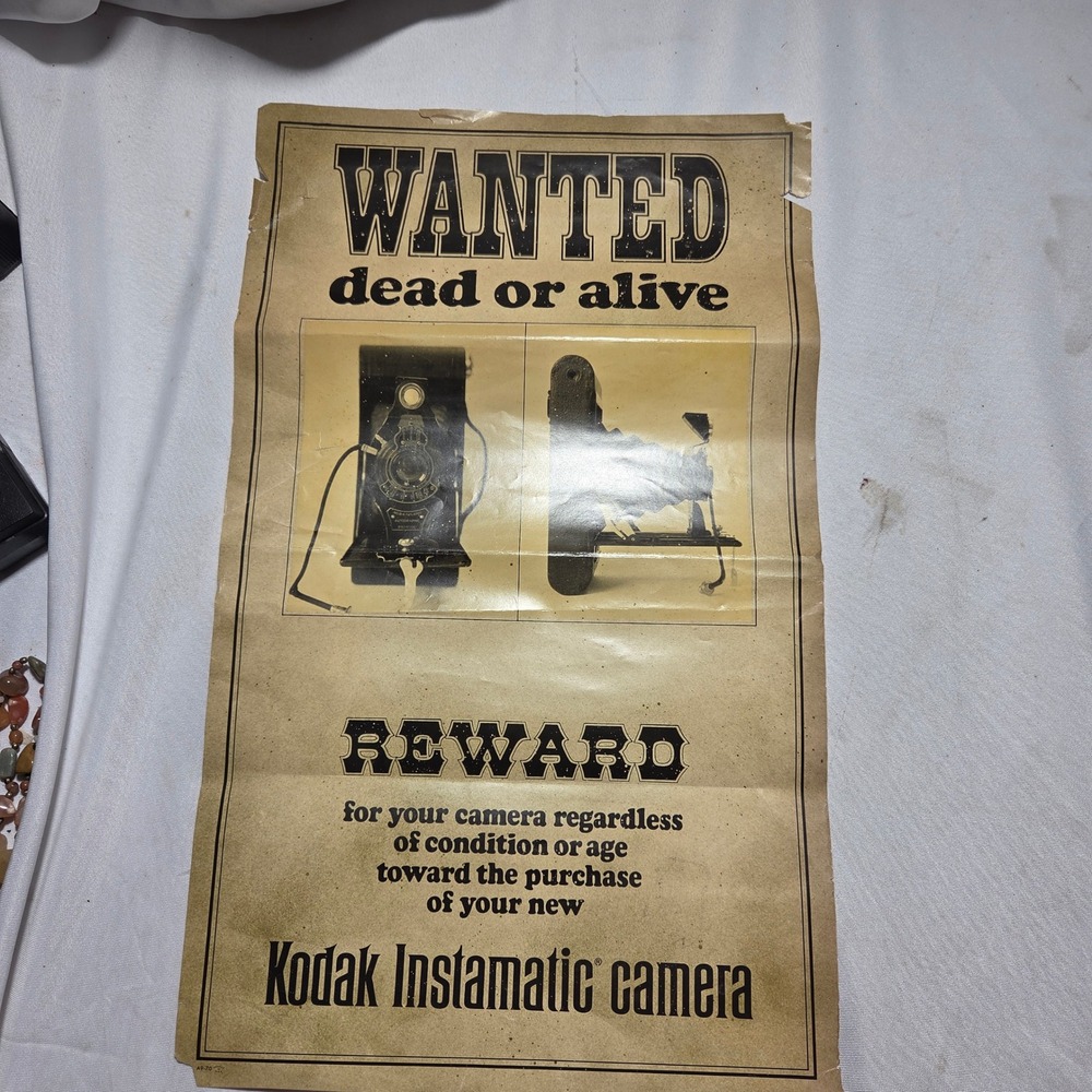 Vintage Kodak Instamatic‎ Camera Wanted Dead or Alive Reward Poster A9-70